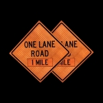 Roll Up Sign & Stand - 48 Inch Reflective One Lane Road 1 Mile Roll Up Traffic Sign